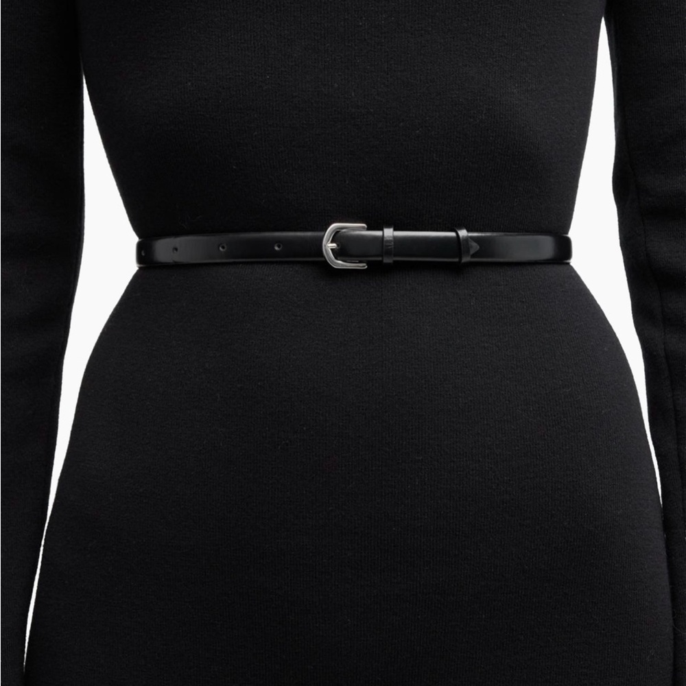 Toteme Skinny Leather Belt, Black - Picture 3 of 17